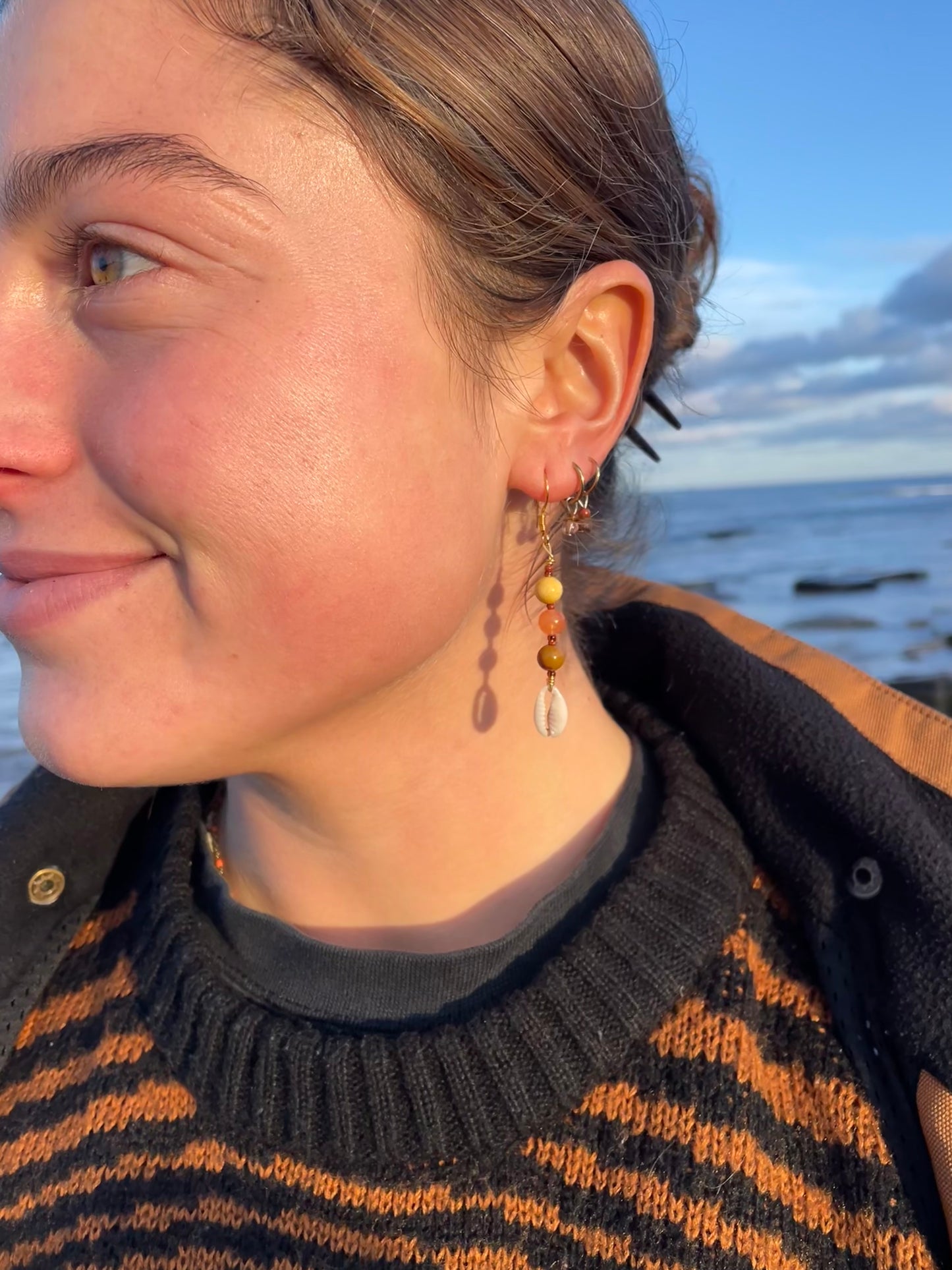 Sunset Cowrie Earrings